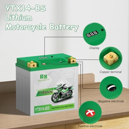 Lithium Motorcycle Battery LiFePO4 YTX14-BS 12.8V 8Ah 680CCA YTX14-12V 8AH