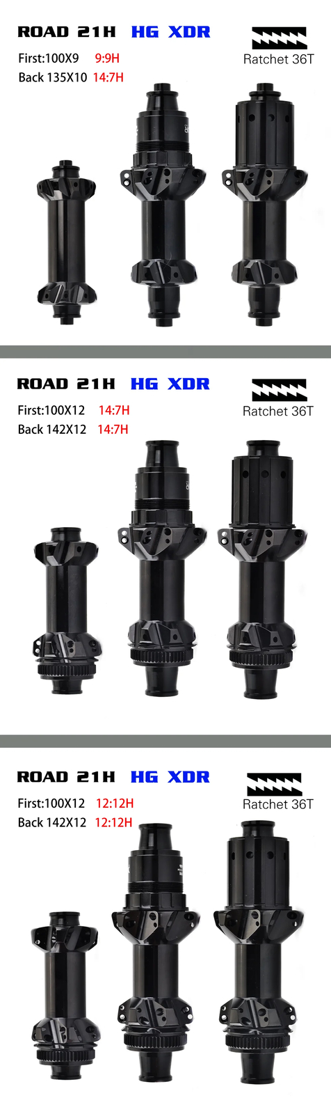 Road Bicycle Hub HG XDR Sealed Bearing Straight Pull V-Brake Central Lock Hub