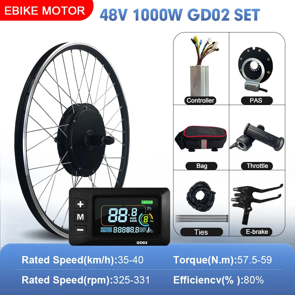 Mountain E-bike Conversion Kit 48V 1000W Brushless Rear Cassette Hub Motor Wheel