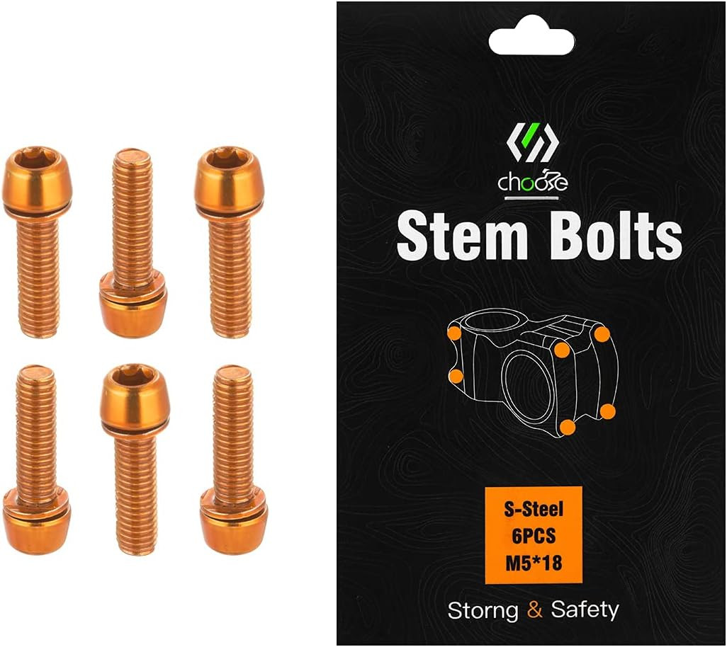 Bike Stem Bolts，Stem Bolts for BMX/MTB/Road Bike with Washers（Red/Blue/Orange/Gr