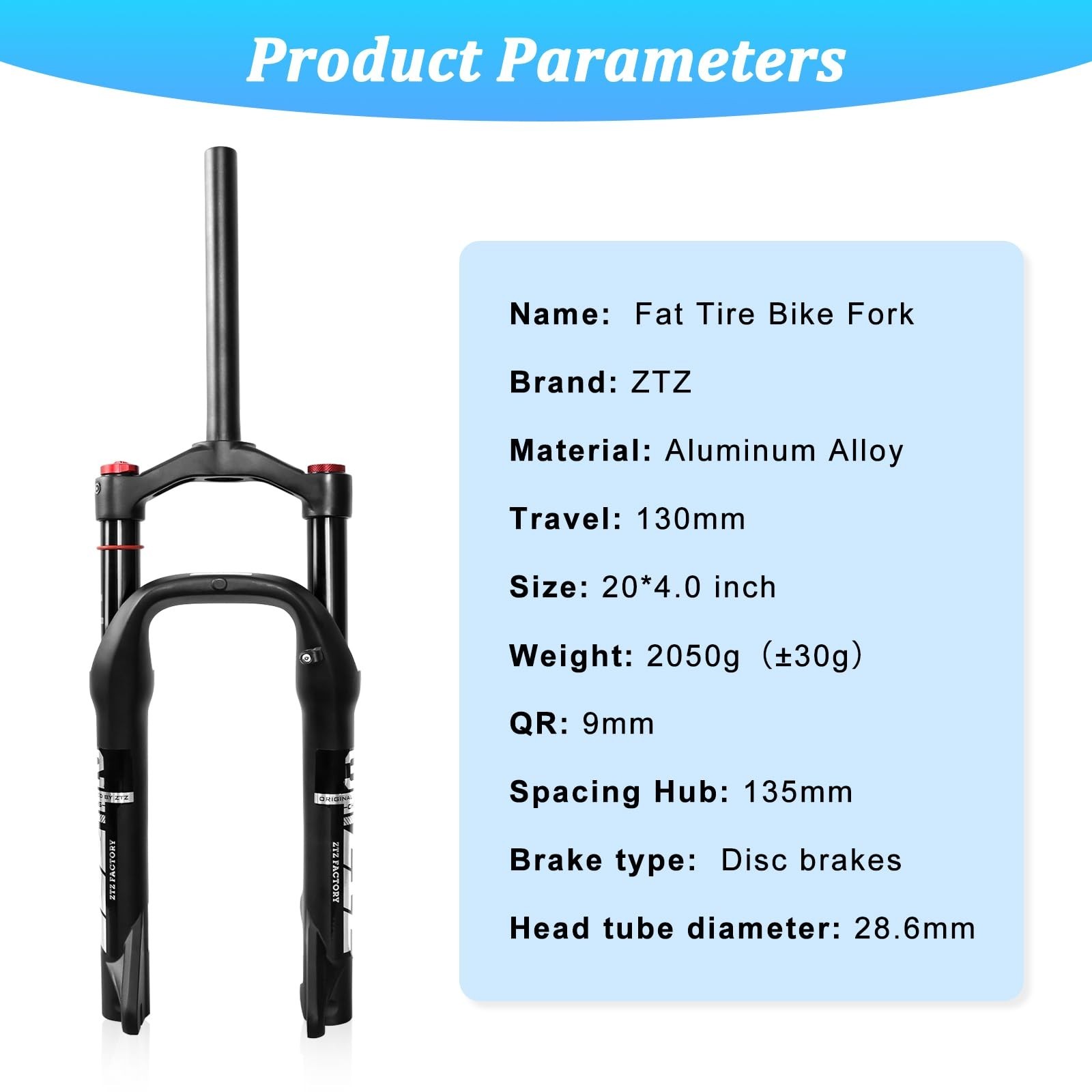 ZTZ 20 * 4.0 inch Fat Tire Air Suspension Fork – 130mm Travel, 135mm Spacing …