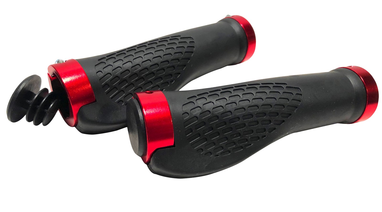 Lock on Red Ergonomic Bike Grips for MTB BMX Handlebar Grips with End Caps
