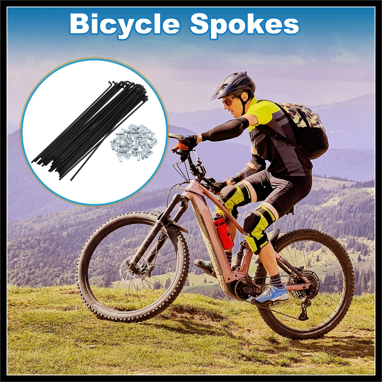 1Set 12G 185mm Length Bicycle Spoke Nipple Carbon Steel Black Universal