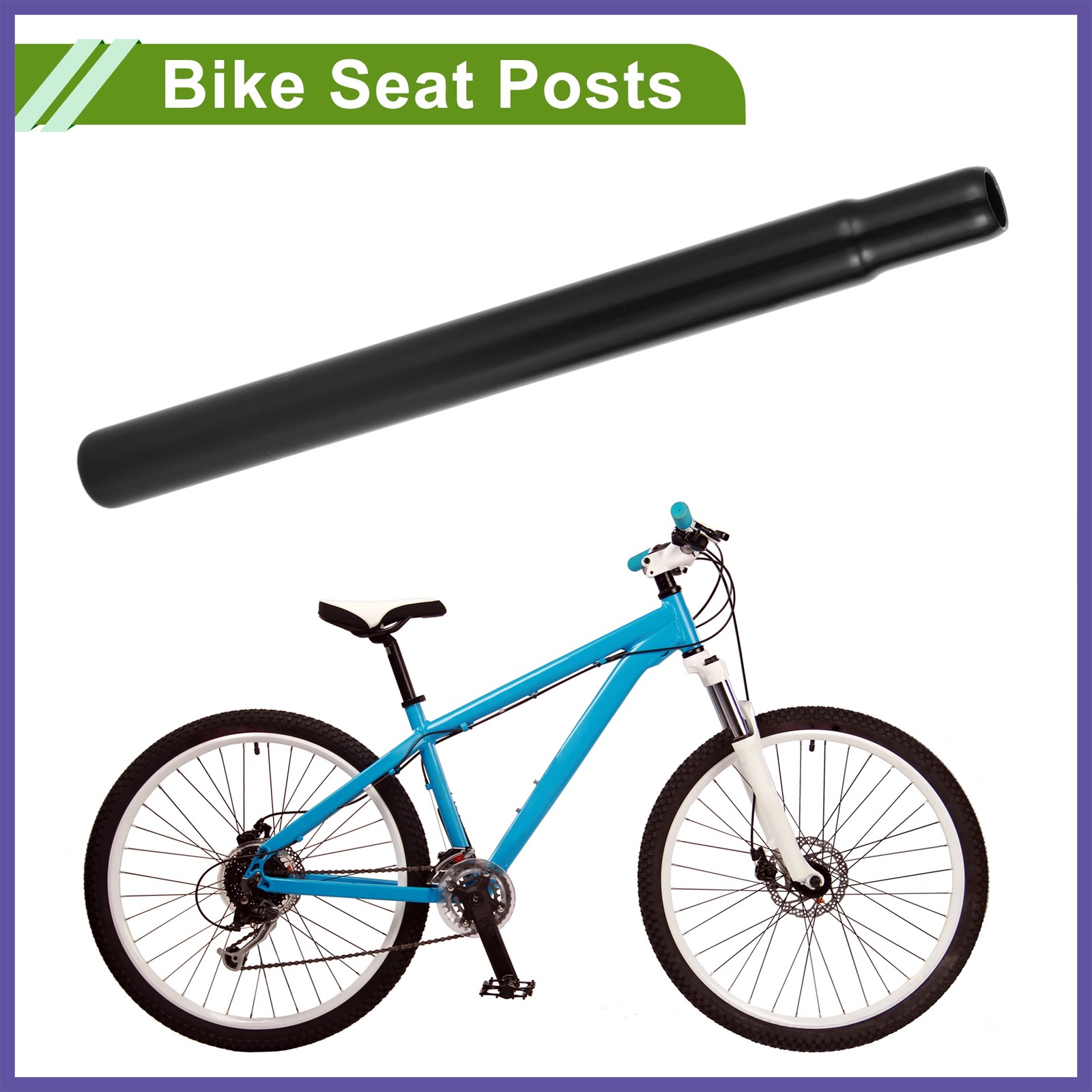 Bike Seat Posts 25.4x300mm Durable Universal Saddle Post Seat Tube Steel