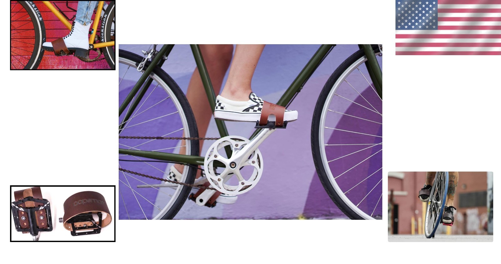 Modern Leather Pedal Straps – Stainless Steel Hardware