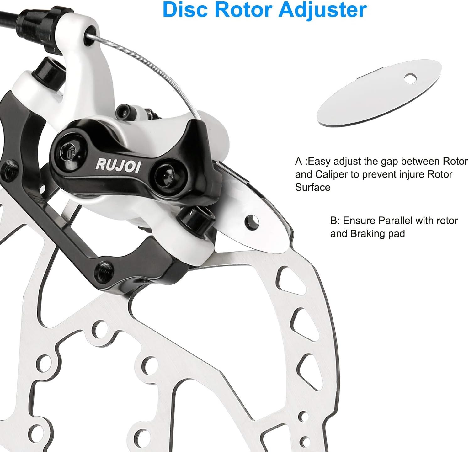 RUJOI Bike Disc Brake Kit, Aluminum Front and Rear Caliper, 160mm White