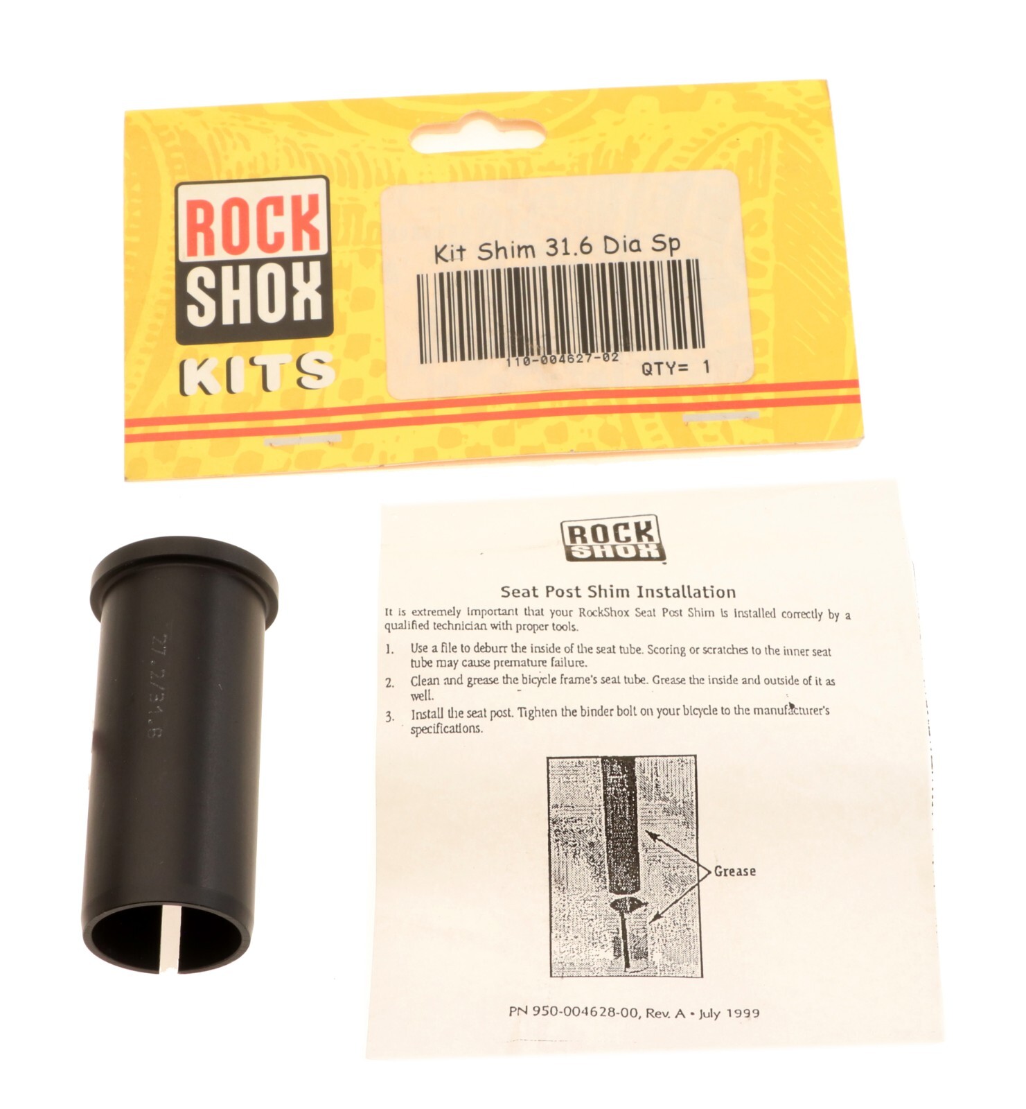 RockShox Seatpost Shim 27.2mm to 31.6mm Black 75mm NEW in Packaging NOS