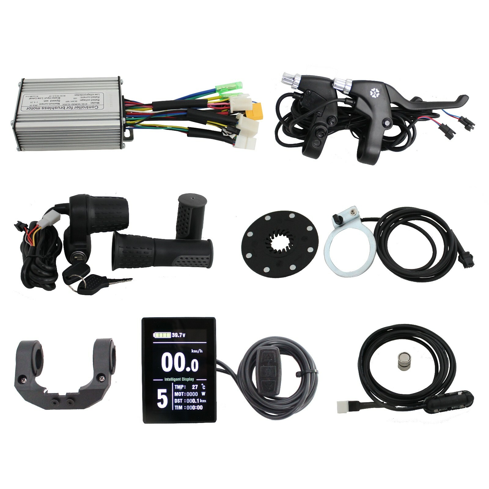 Ebike 30A 750W/1000W Controller 36V/48V+LCD+Throttle+Brakes+PAS+Sensor Kit