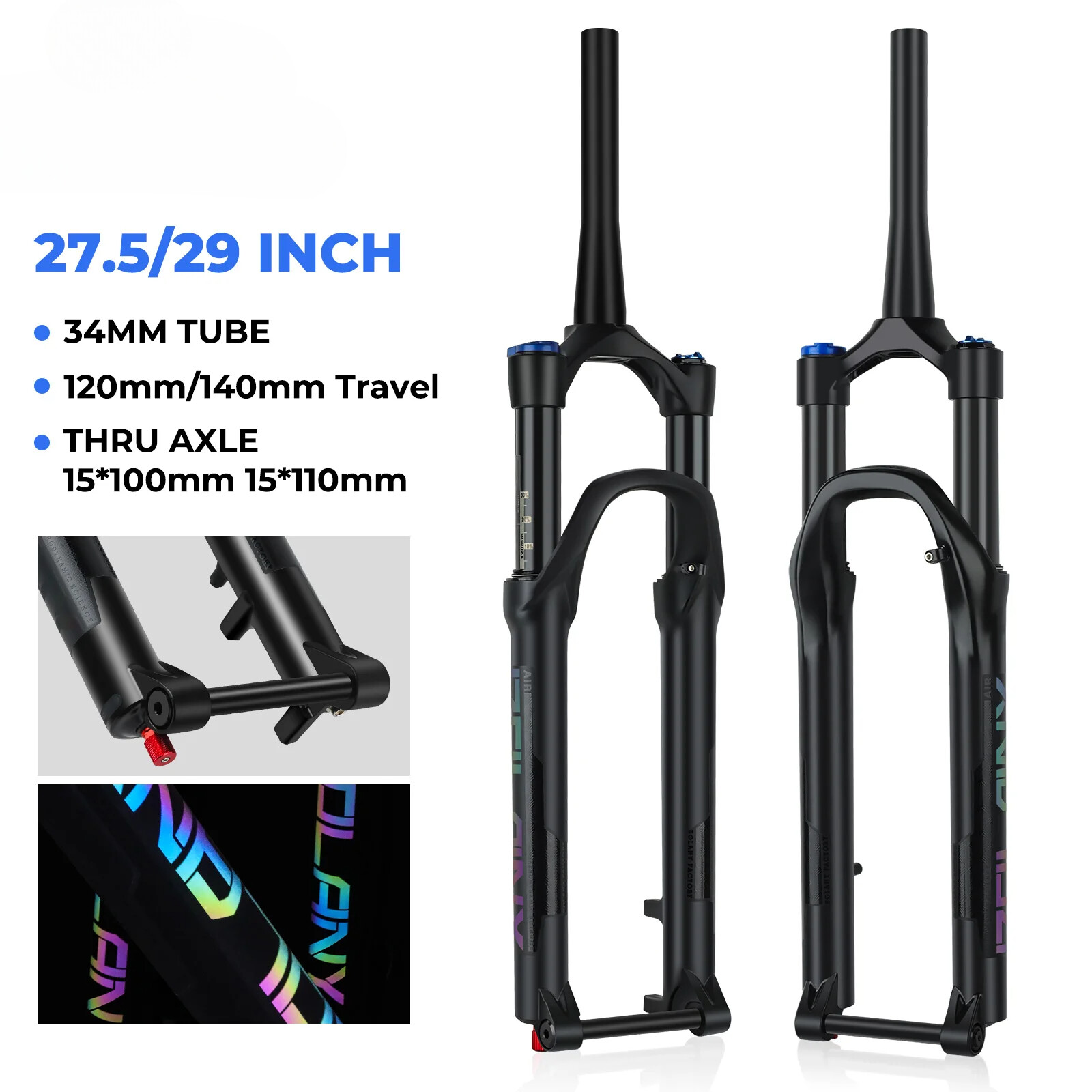 15x110mm0 29inch Air Oil Front Suspension Thru Axle Mountain Bicycle Fork Part