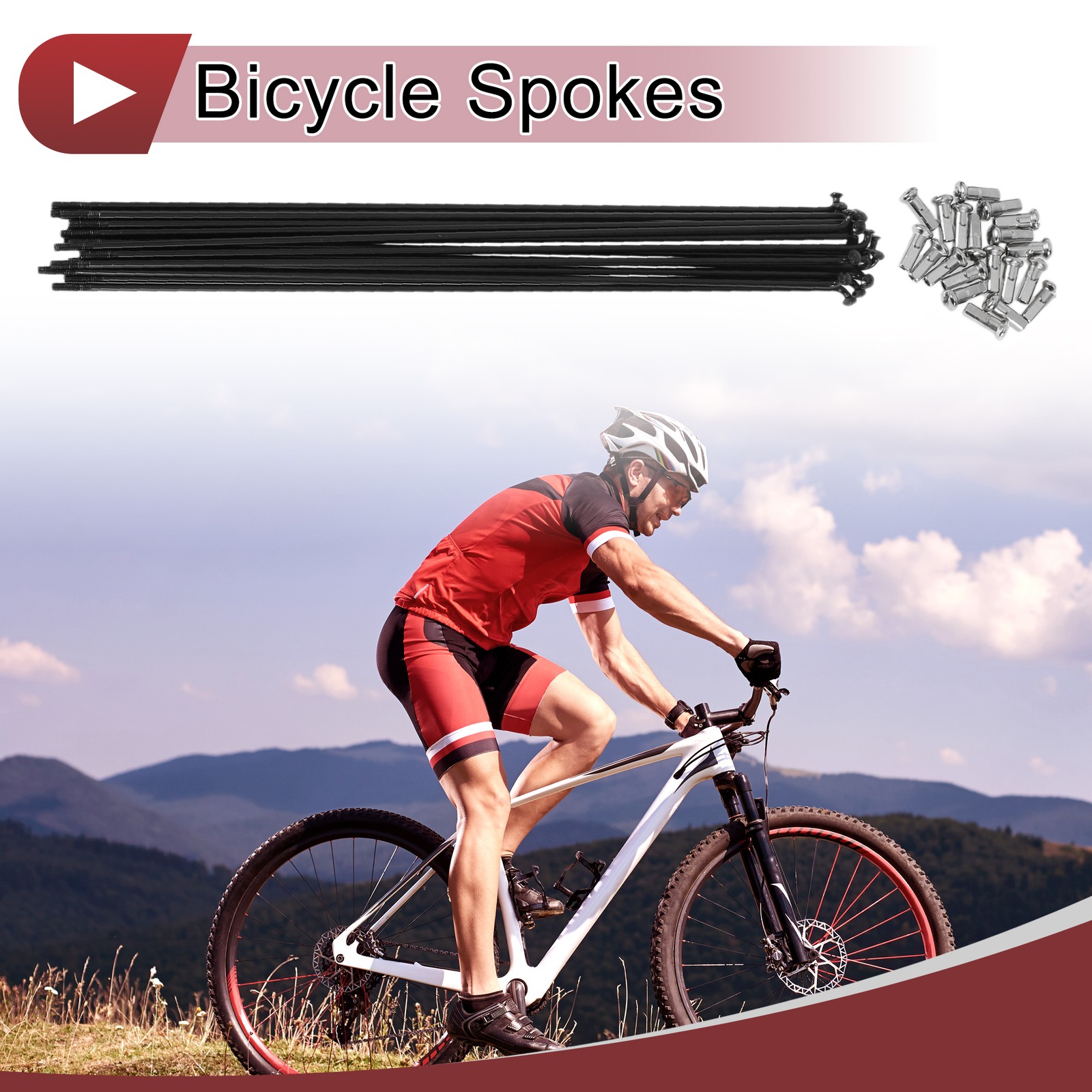 20 Set 13G Bicycle Spokes 231mm Bike Wheel Spokes 304 Stainless Steel Black