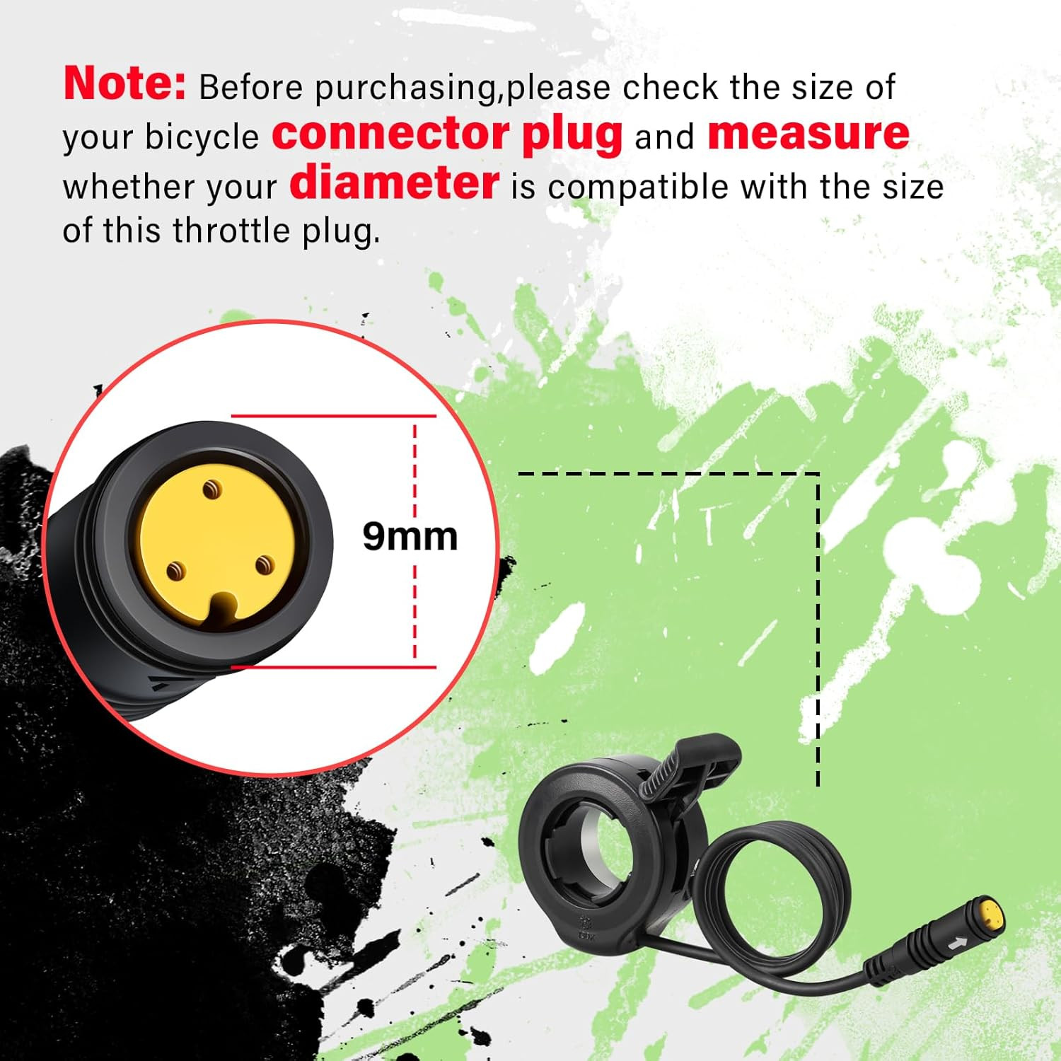 3 Pin Female Ebike Thumb Throttle for Bafang BBS01B BBS02B BBSHD Mid Drive Motor