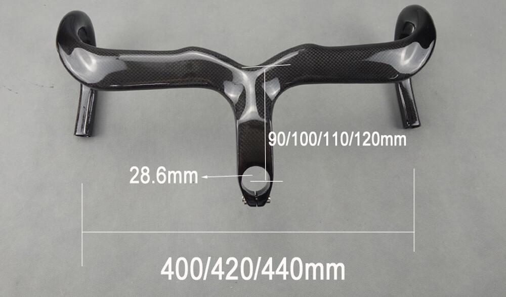 Carbon Fiber Integrated Bar Stem Handlebar Road Bike Aero Drop Bar 400/420/440mm