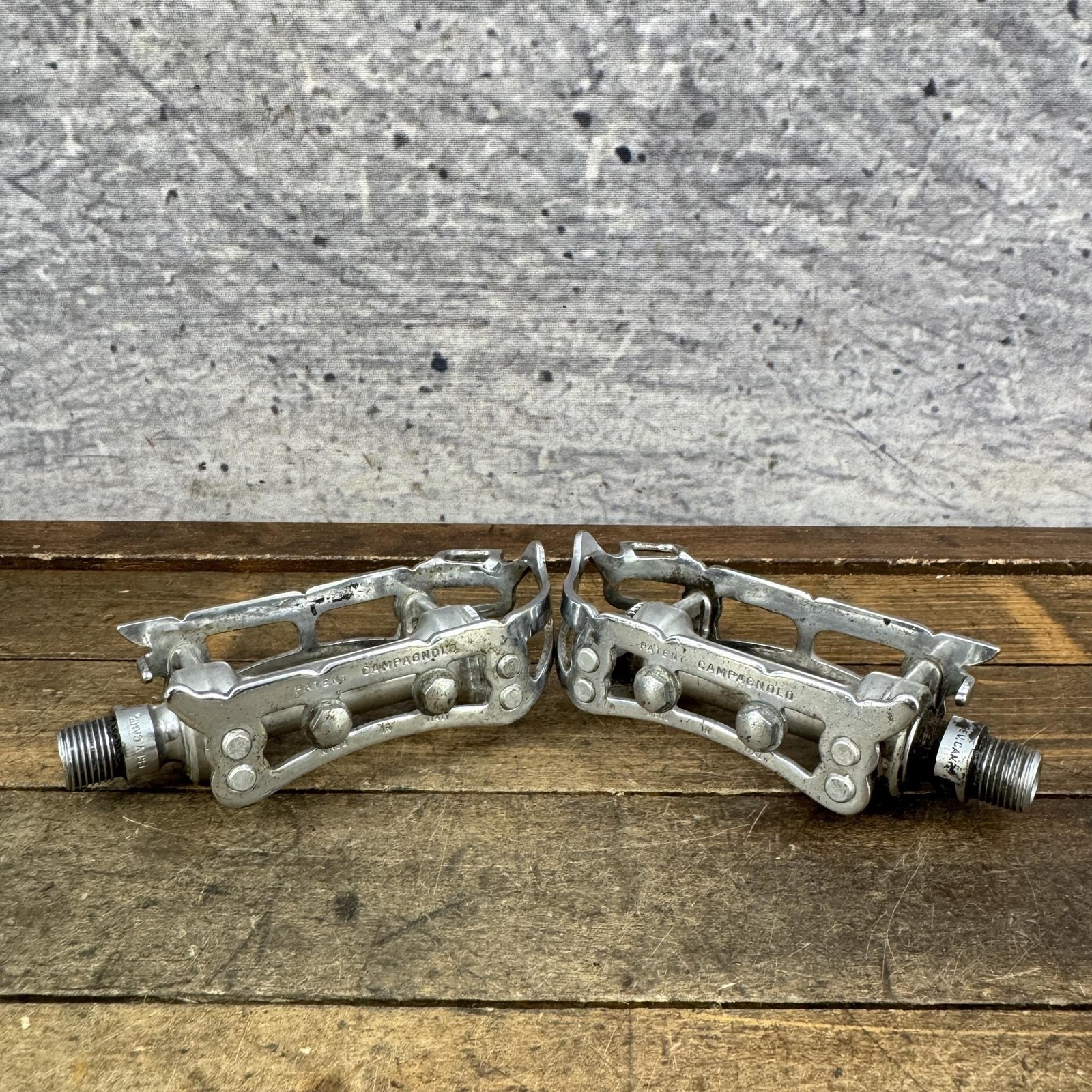 Vintage Campagnolo Record Pedals 9/16 In Silver Quill Road Bike Italy Eroica