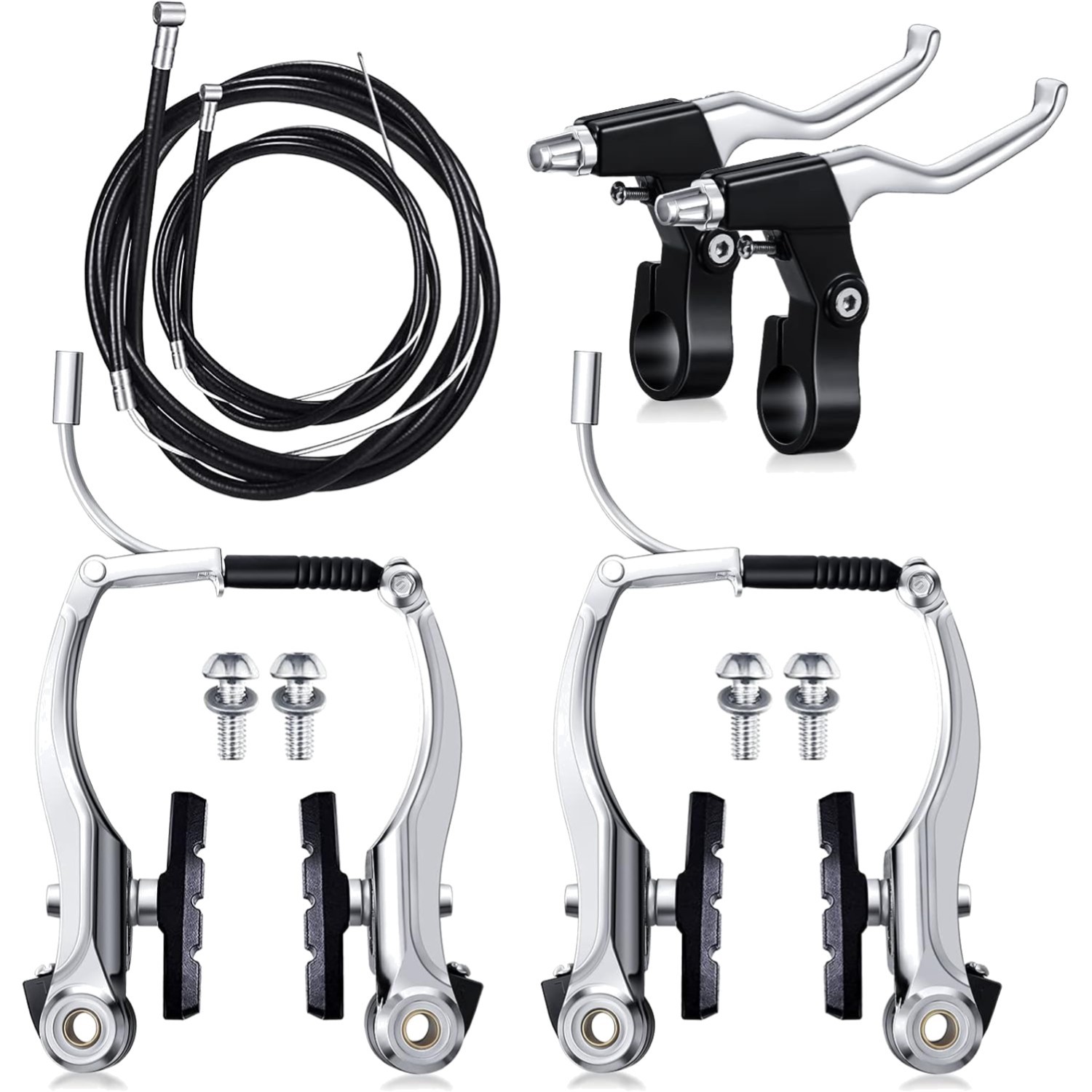 Bike Brake Set V-type Aluminum Alloy Cables Levers for MTB Road Bikes