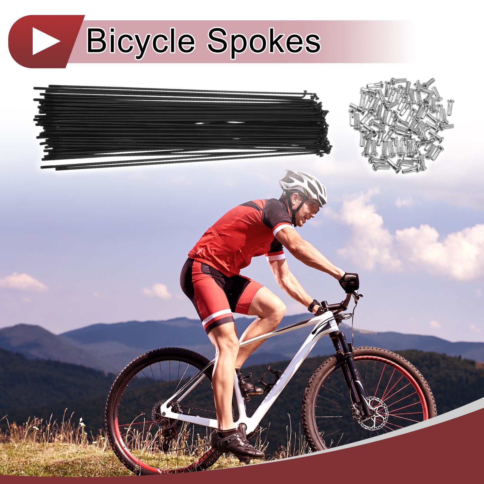 72 Set 14G Bicycle Spoke 231mm Bike Wheel Spoke Carbon Steel Black