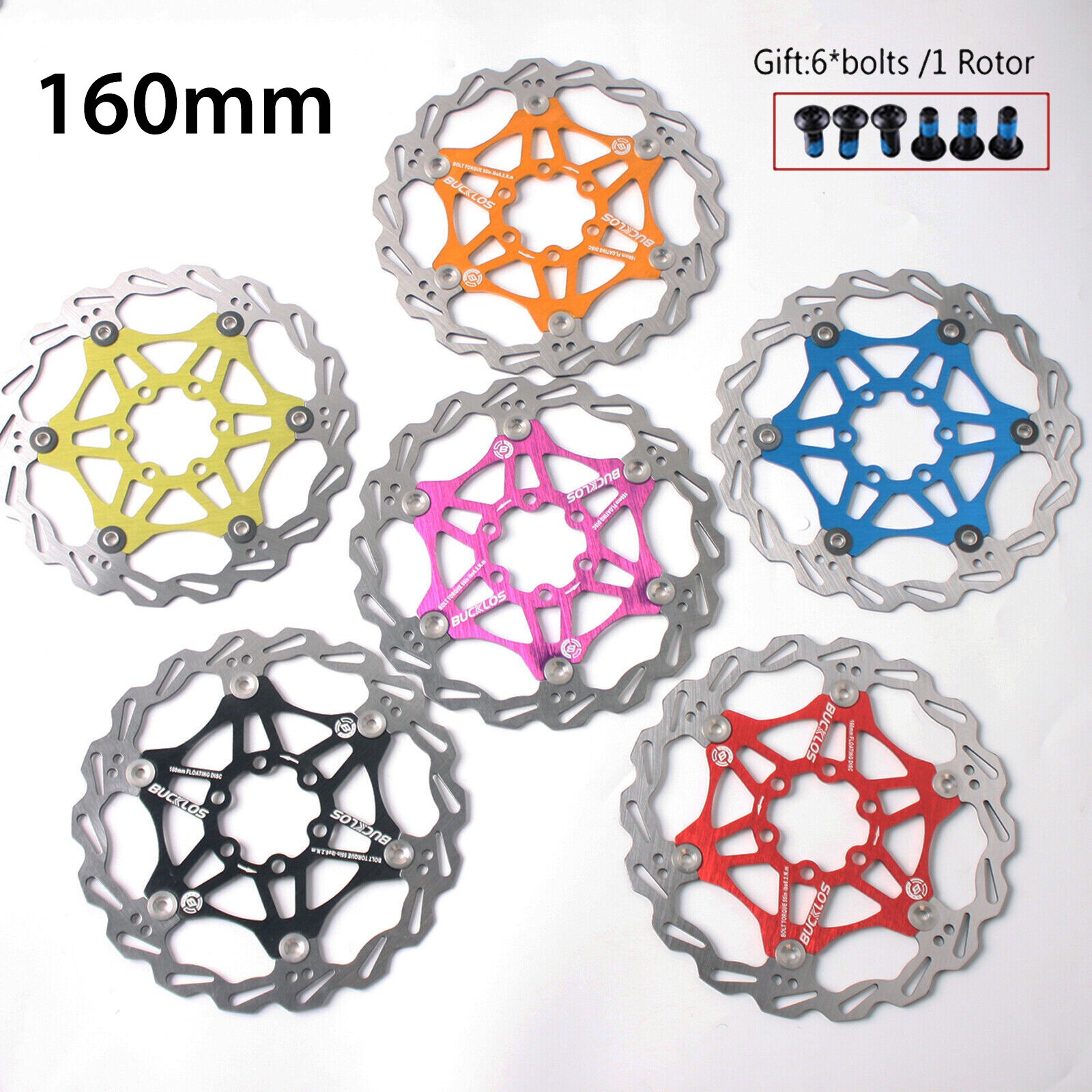 2PC Floating Disc Brake Rotor 160/180/203mm 6 Bolt MTB Bike Rotor BMX