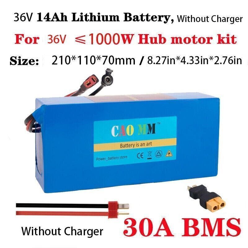 Li-ion EBIKE Battery 36V 14Ah for 200W-1000W Electric Motor Bicycles & 30A BMS
