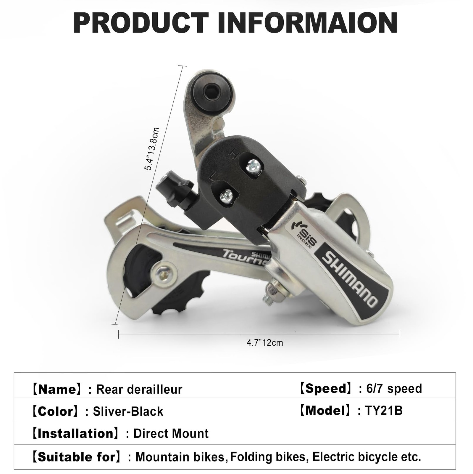 RD-TY21B 6/7 Speed Rear Derailleur – Direct Mount for Mountain Bikes, Tricycl…
