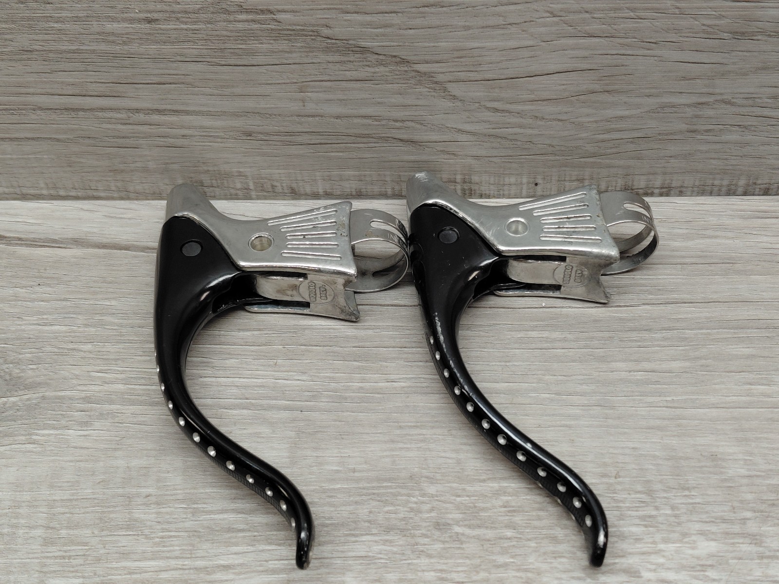 Vintage Modolo Drillium Brake Levers F/R Set Dual Cable Non-Aero Silver/Black