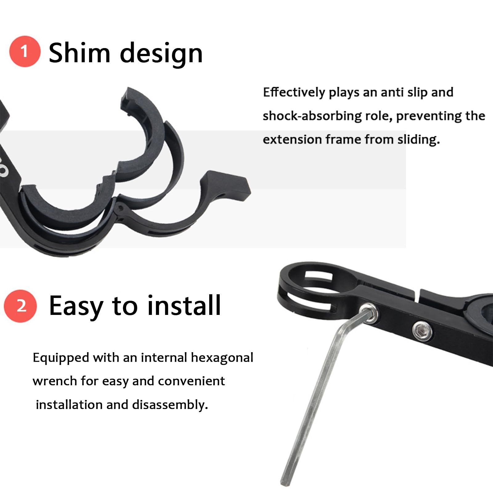 Bike Handlebar Extender Black Aluminum Alloy 20cm Double Bracket Phone GPS Mount