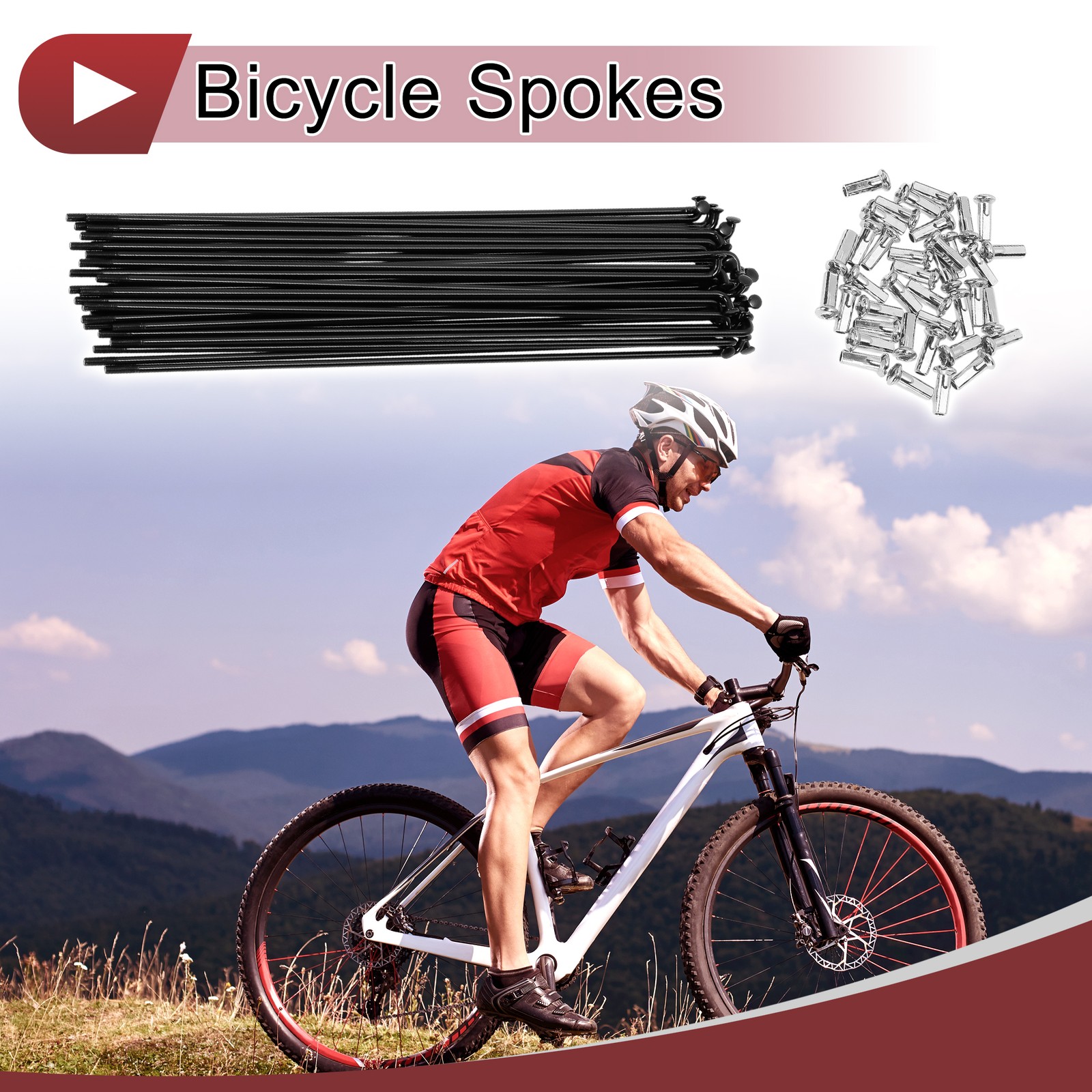38 Set 13G Bicycle Spokes 185mm Bike Wheel Spokes Carbon Steel Black