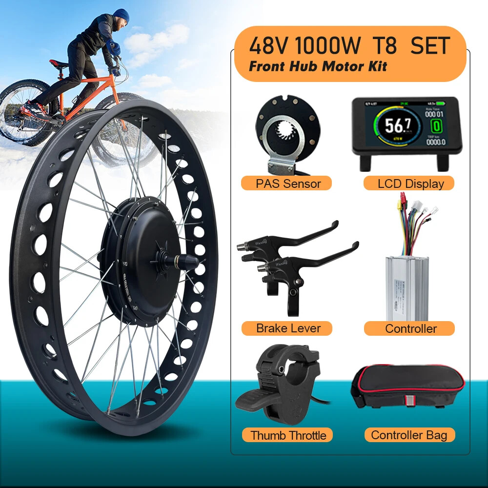 1000W 20/24/26Inch Snow Fat E-bike Motor Kit Brushless Gearless Front Hub Motor