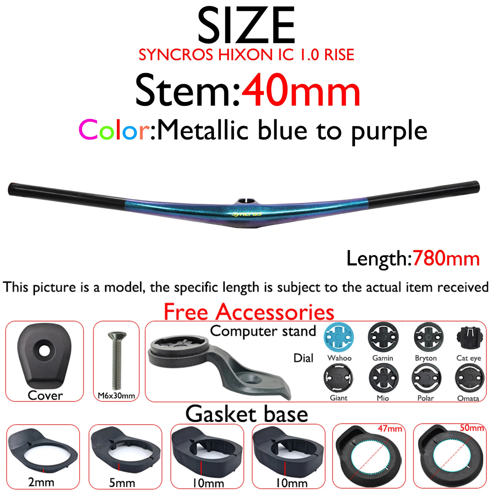 Carbon Fiber Mountain Bike Handlebar Stem 28.6mm 700-800mm 6°/7° 40-60mm