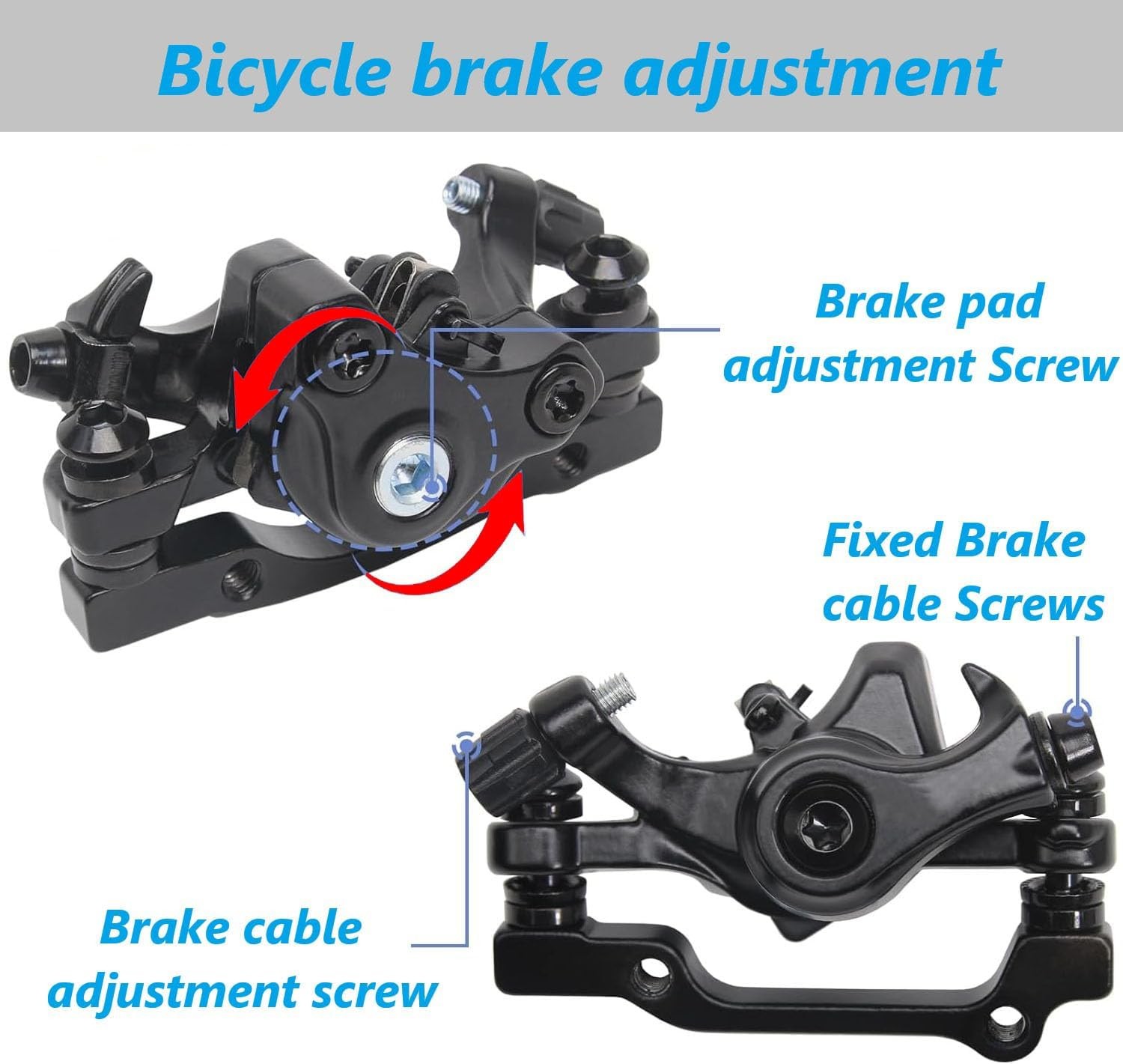 Bike Disc Brake Kit,Bike Front and Back Kit-Calipers,2 BB8, Black