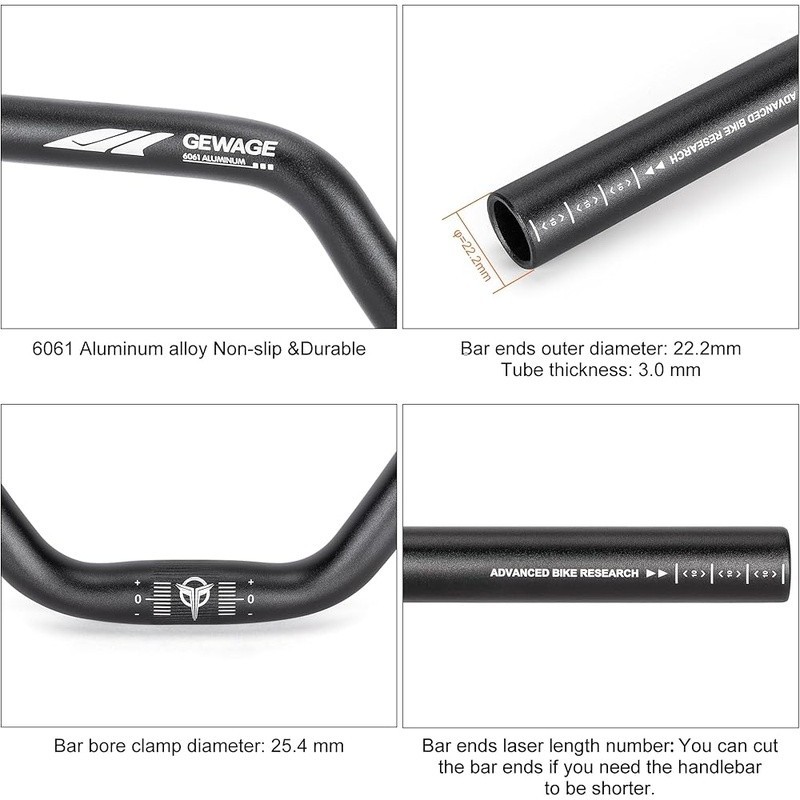 Modern Aluminum Mountain Bike Handlebars 620mm Wide Ergonomic Durable Design New