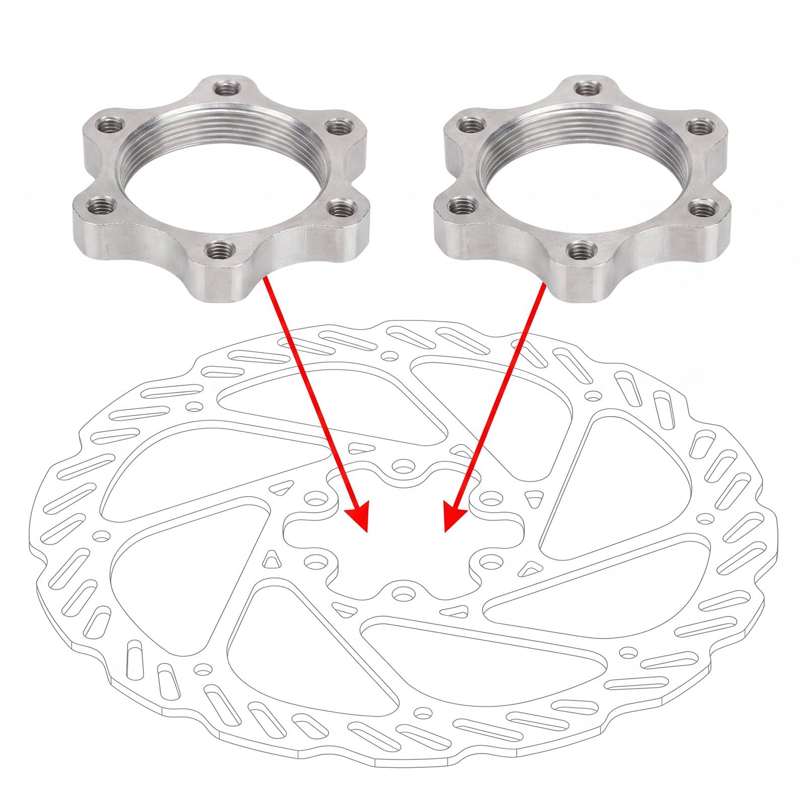 2 Pack Bike Bicycle Freewheel Threaded Hubs Disk Disc Brake Medium, Silver