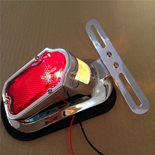 XKMT-Chromed Heavy Metal Aluminum Tombstone Brake Tail Light Metal Light Red