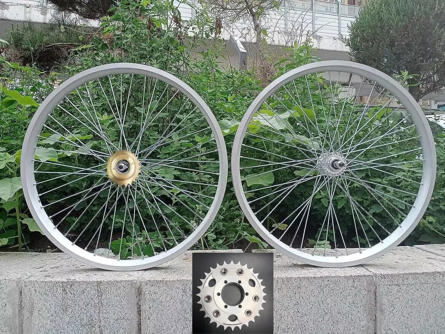 26″x1.85″ Bike Wheel Rim Front & Rear 48x12G & Freewheel &28T Disc Brake Adapter
