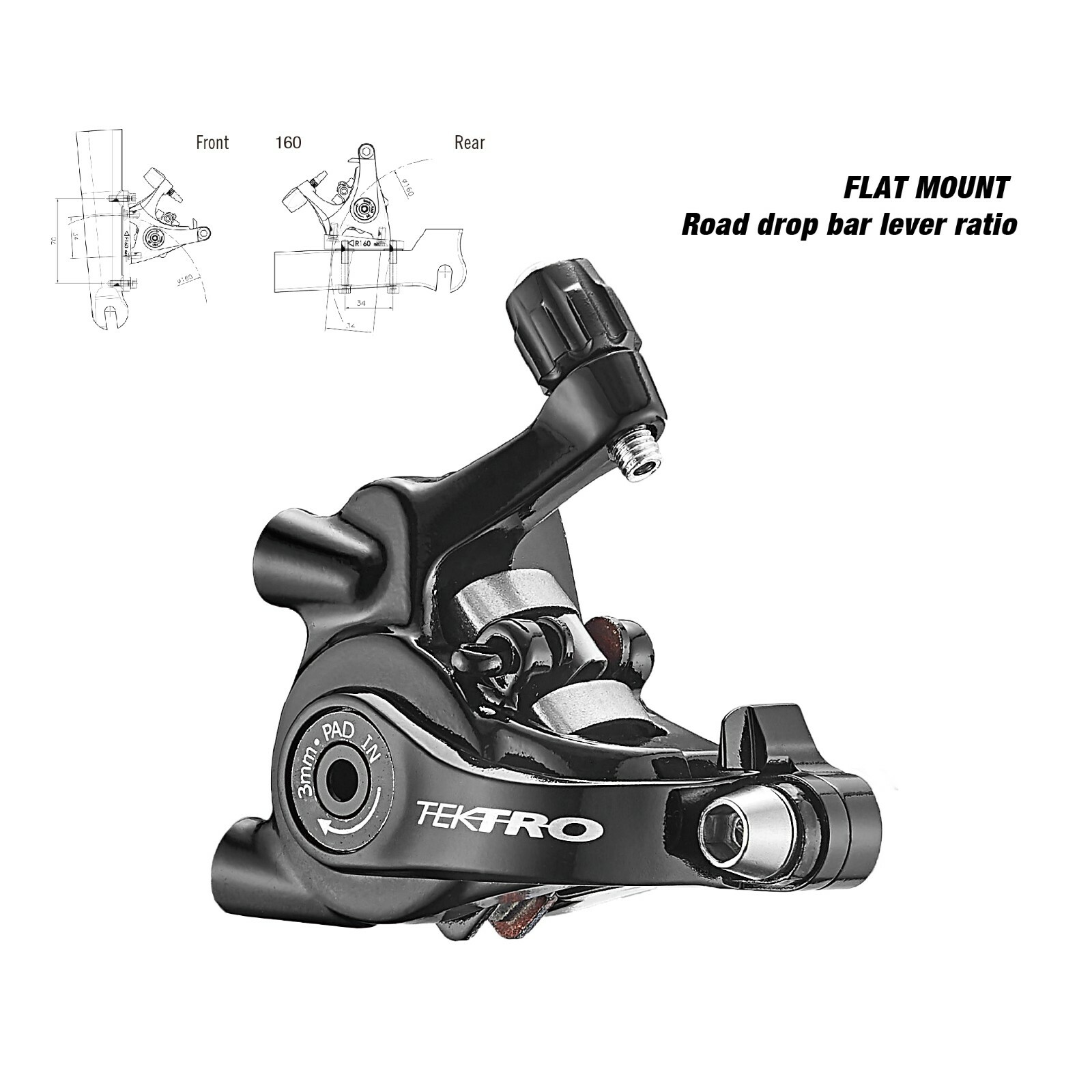 Tektro MD-C550 Dual-Piston Road Flat Mount Disc Brake Set F&R w/ 160mm Rotor