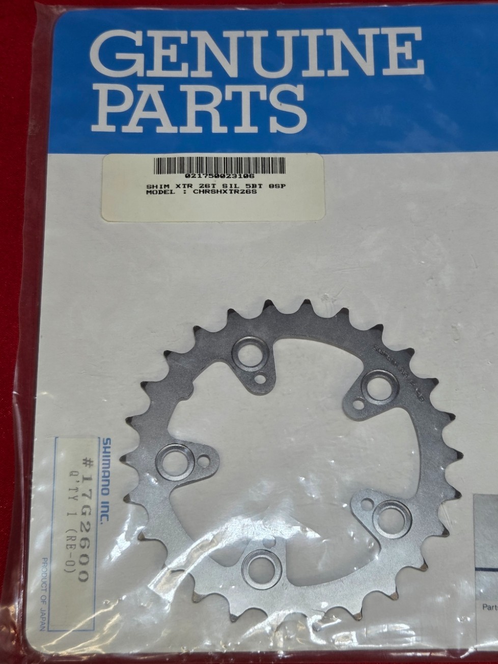 Vintage SHIMANO SG F-26, 26-Tooth Chainring, CHRSHXTR26S, SIL 5BT 8SP – NEW