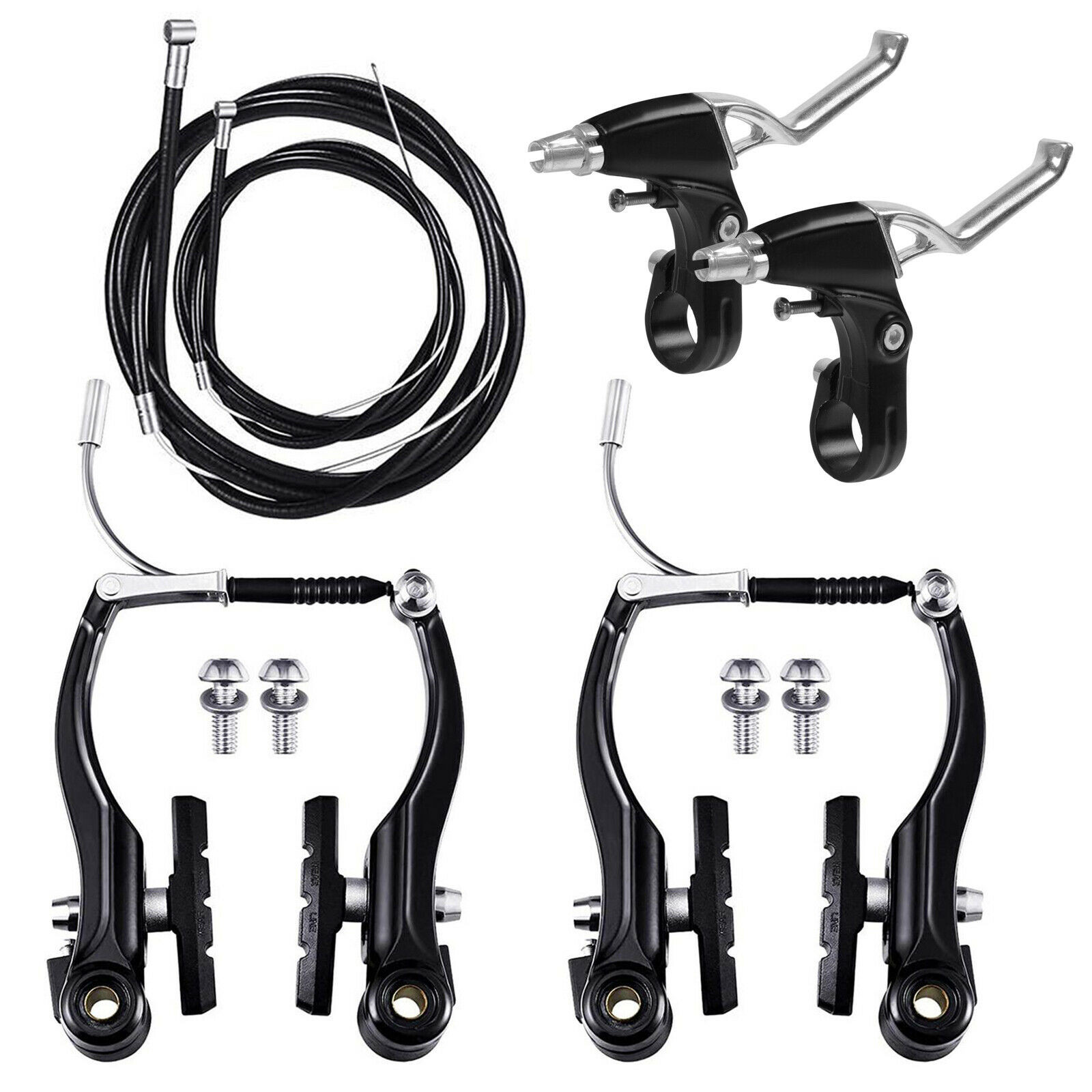 Mountain Bike V Brake Set Front and Rear MTB Hybrid Callipers Cables Lever Kit