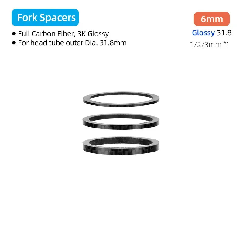 31.8Mm Fork Headset Carbon Spacers MTB Bicycle Handlebar Stem Rise up Adjust Was