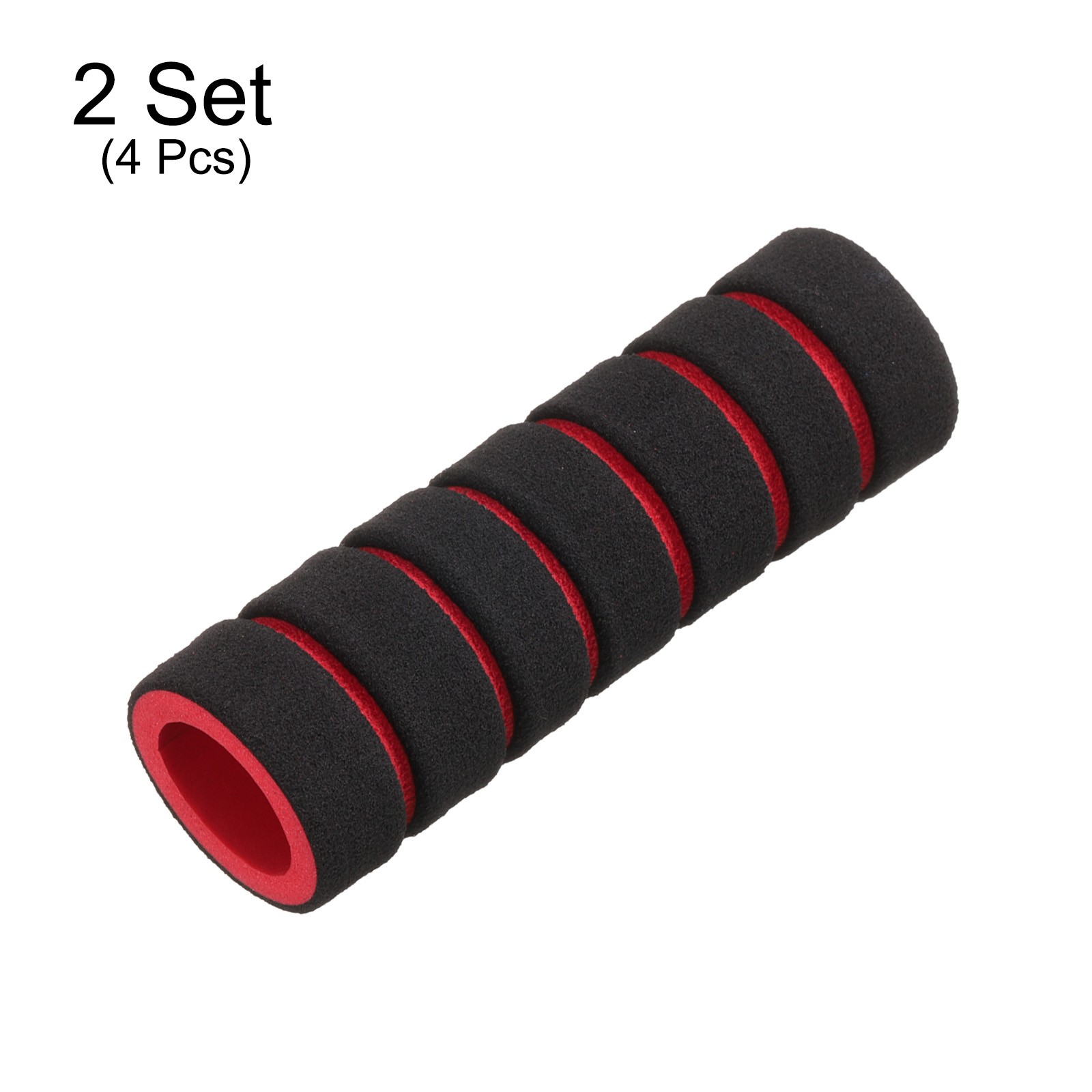 2 Pcs Bike Handlebar Grips 0.78″ Sponge for BMX Mountain Bikes, Black-Red