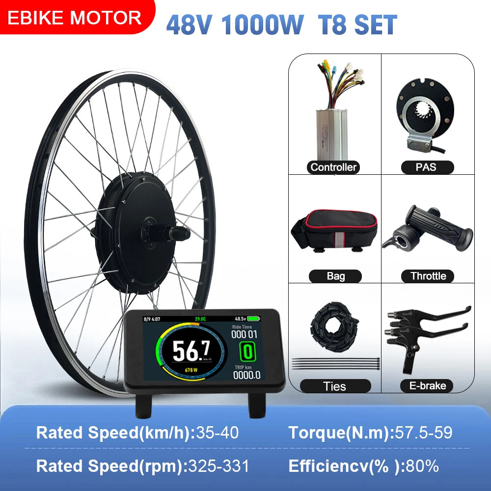 Electric Bike Conversion Kit 48V 1000W Brushless Rear Cassette Hub Motor Wheel