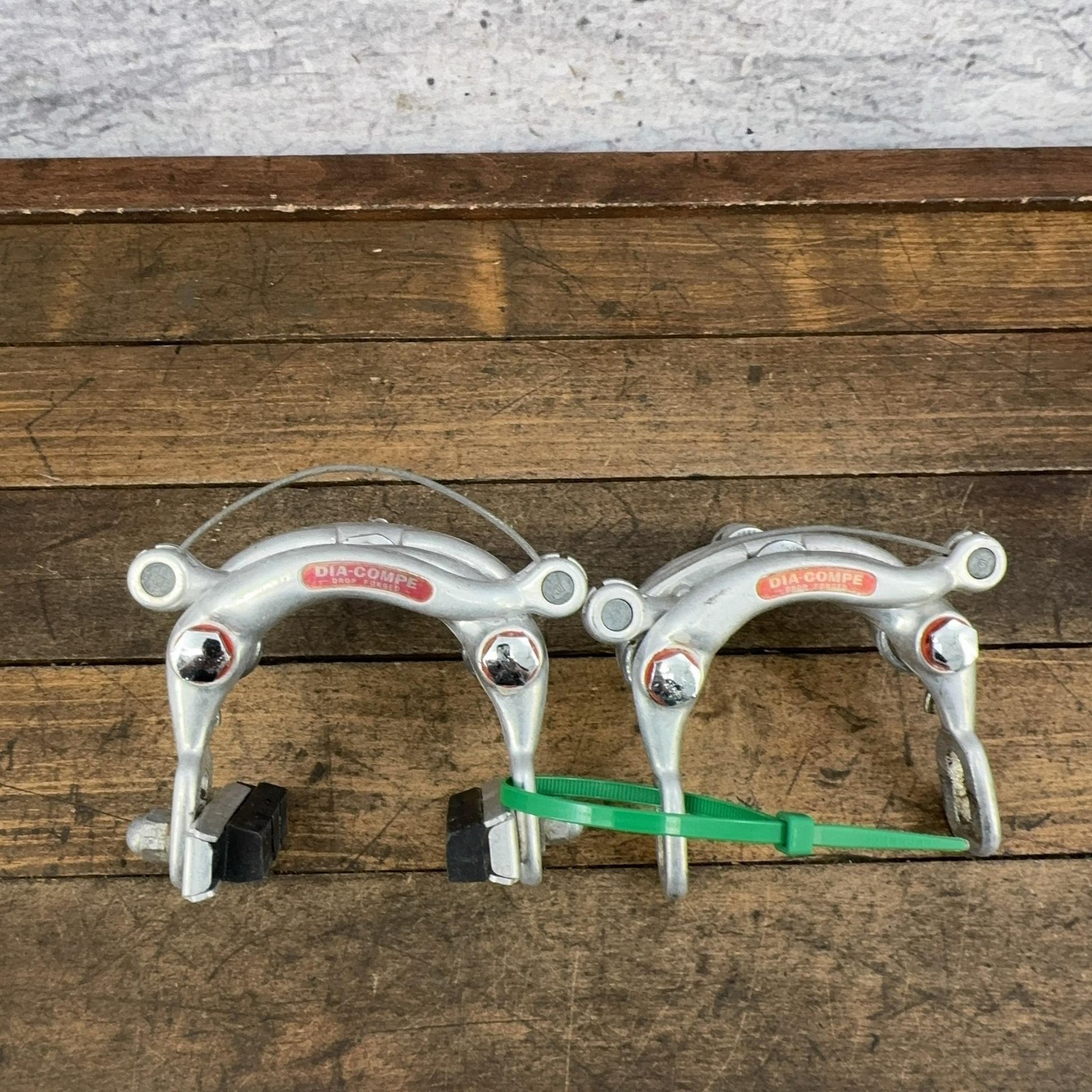 Vintage Dia-Compe Center Pull Caliper Brakes Set Drop Forged Silver 70s Japan
