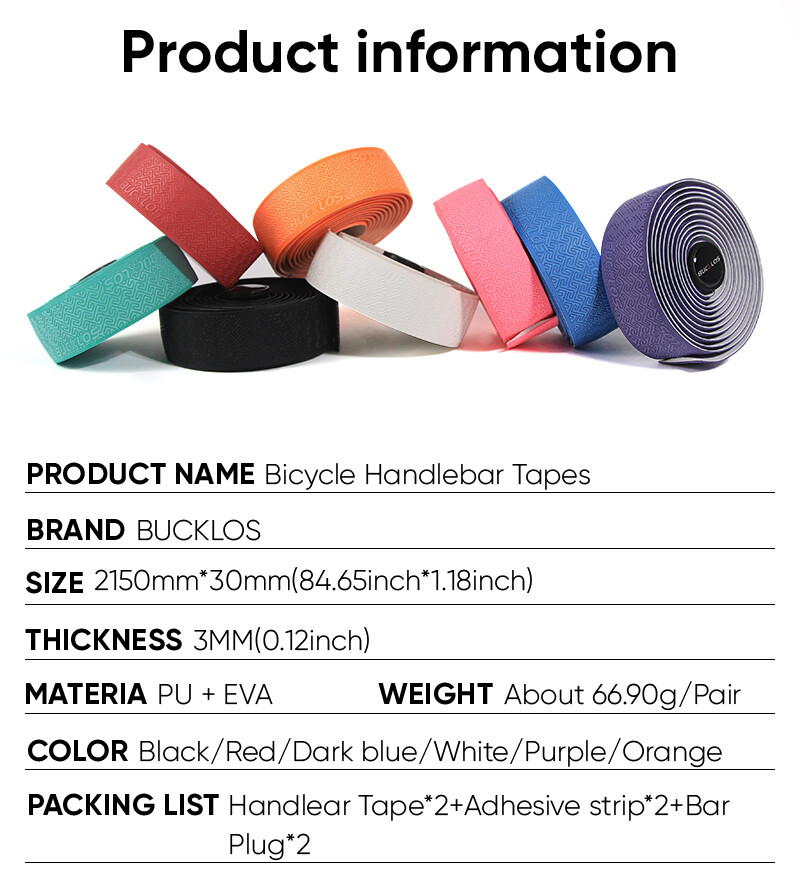 BUCKLOS Bike Handlebar Tape Road Bicycle Anti-slip PU EVA Shock Grip Wrap Tape​
