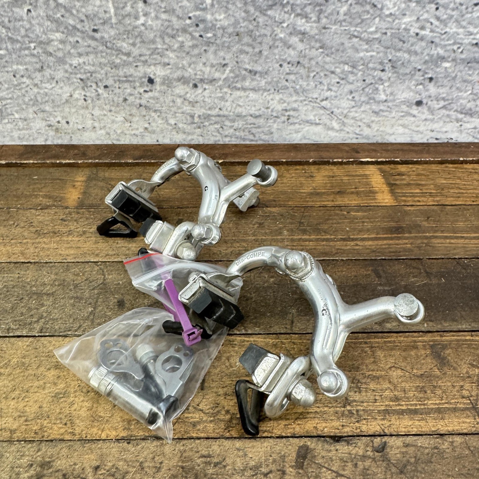Vintage Dia Compe G Caliper Brakes Set Side Pull Silver Japan 80s 82 Front Rear