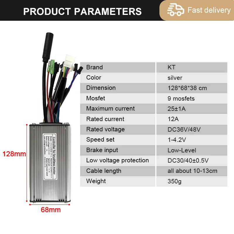 Electric Bike 500W/750W KT-25A Sine Wave Controller Set TF01U LCD Display