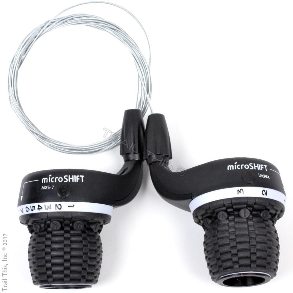 Microshift MS25 3×7 (21-Speed) MTB Bike Twist Shifter Set w/ Cables fit Shimano