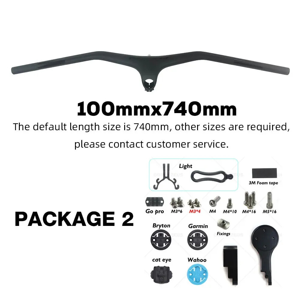 Carbon Fiber XC Mountain Bike Integrated Handlebar 9/10 Degrees 70-100mm*740mm