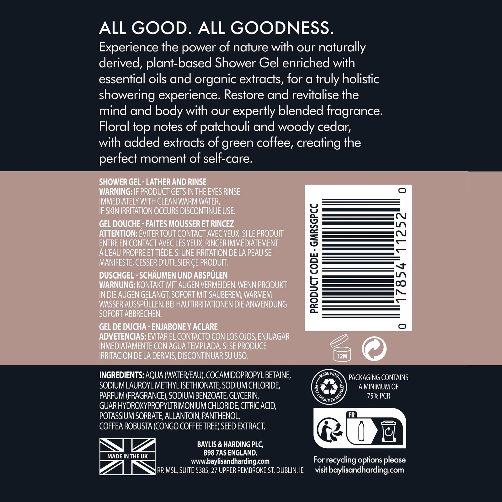 Baylis & Harding Goodness Men’s Patchouli, Cedar & Cypress Natural Body Wash,…