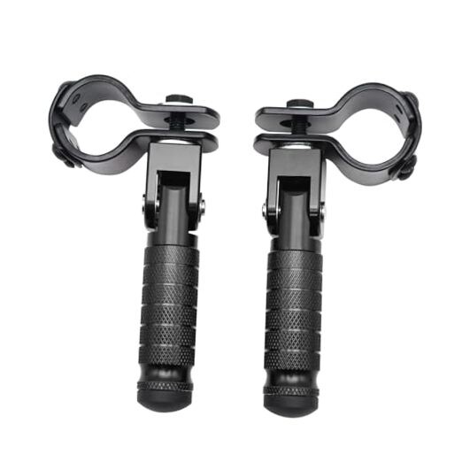 M8 Motorcycle Foot Rests Fit 1.22-1.29in Motorbike Brackets Foldable Foot Black