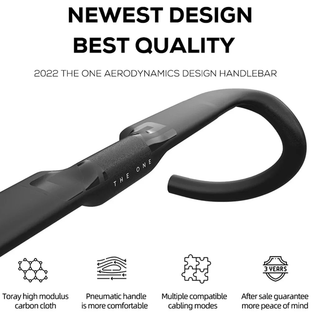 AERO Carbon Road Gravel Bicycle Handlebar 360mm 380mm 400mm 420mm Black Matt