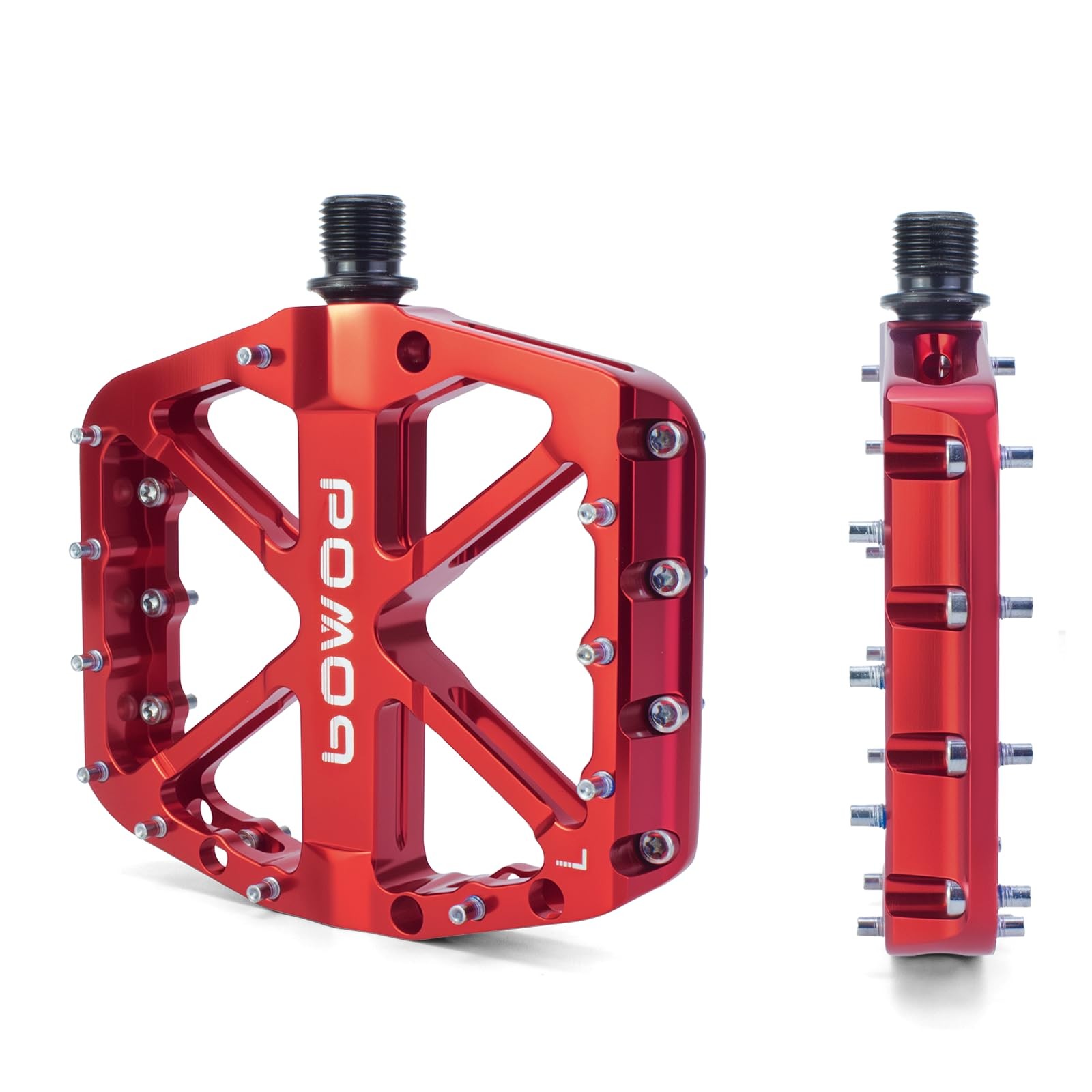 BOWOD Red MTB Bike Pedals Adult Aluminum Alloy Grippy Flat