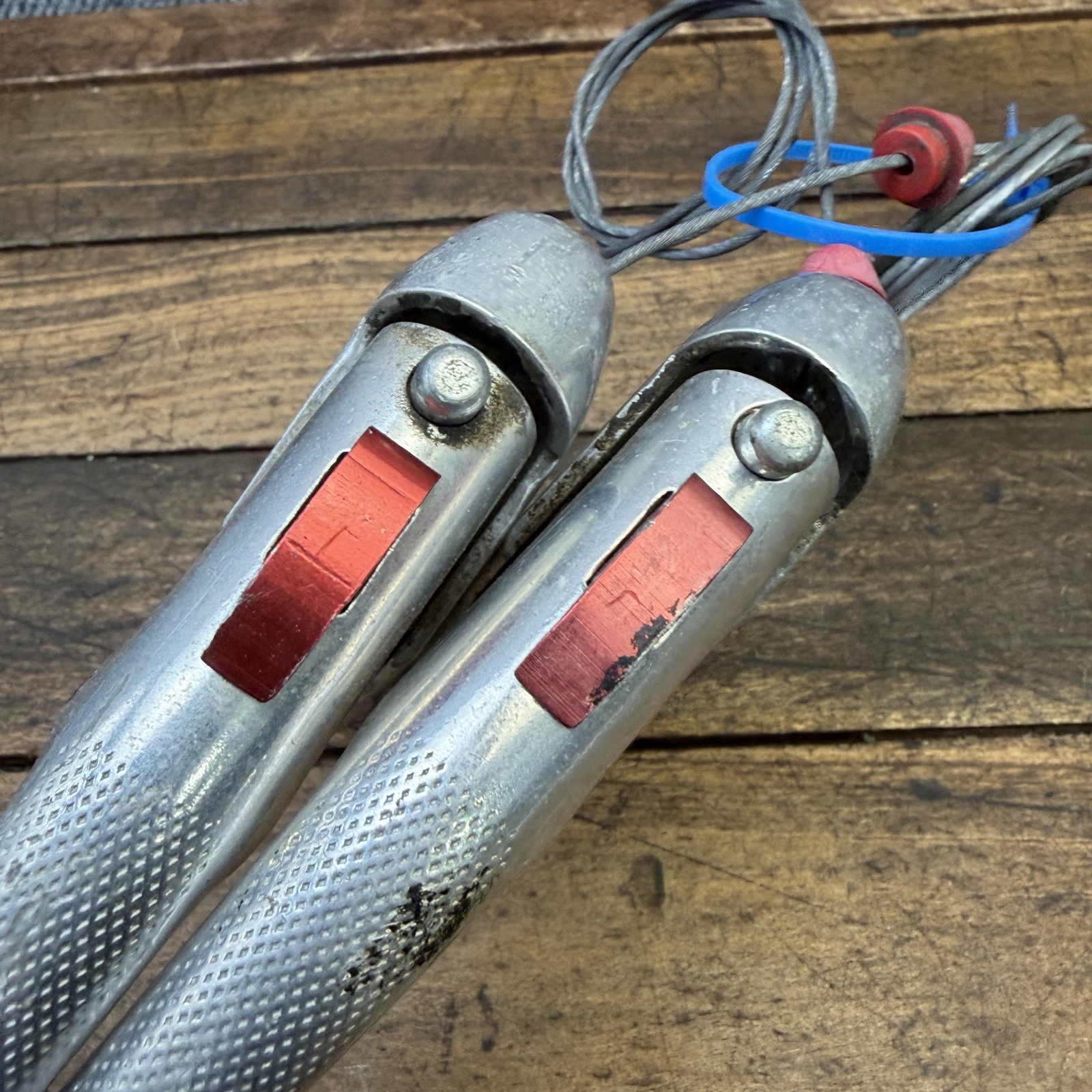 Vintage Altenburger Brake Levers Pair Drop Bar Road Bike Red Silver 4-Finger