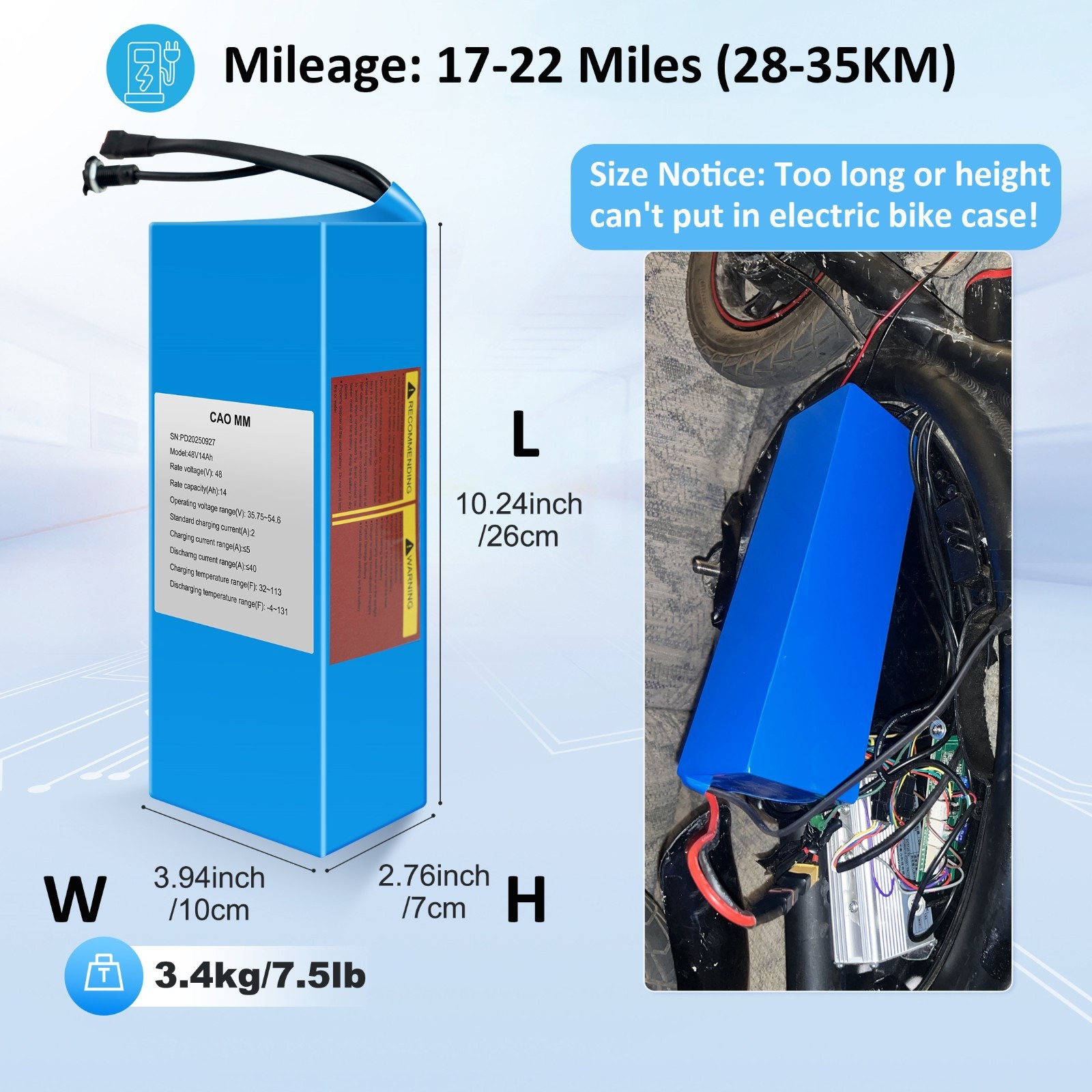 48V 14Ah Ebike Lithium Battery for Electric Bicycle Bike 100W-1000W 30A BMS